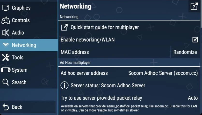 Enable networking/WLAN ticked